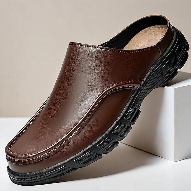 Men's Brown Slip-On Mules with Cushioned Sole - Comfortable and Stylish Footwear for Casual Wear 10