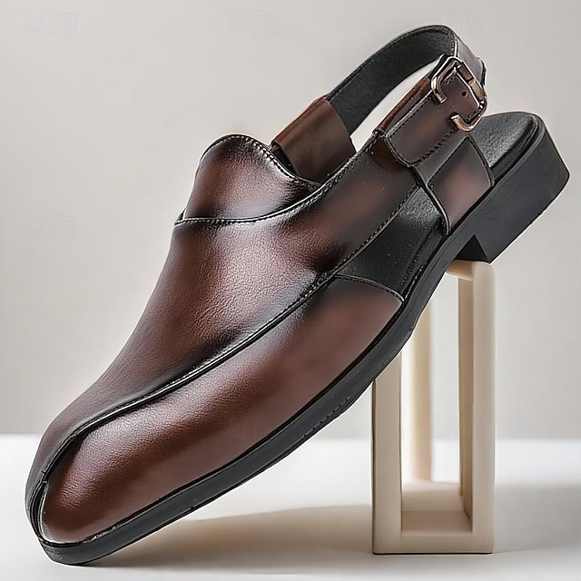  Zuecos y mules de cuero genuino para hombre con espalda abierta: calzado cómodo, formal e informal sin cordones