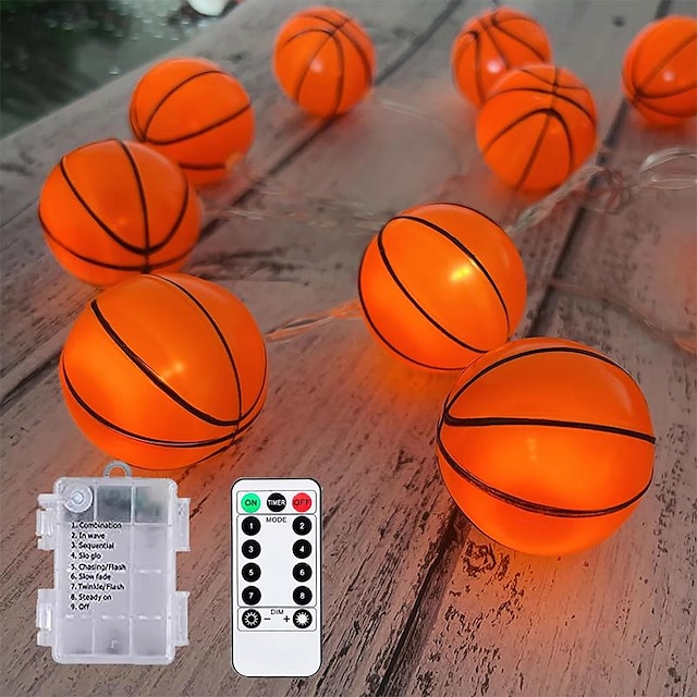  1pc Waterproof Football String Light with Remote Control, Euro Cup Football/Baseball/Rugby/Basketball/ String Light 3M-20Leds Indoor and Outdoor Atmosphere Decoration Light String Beer Festival