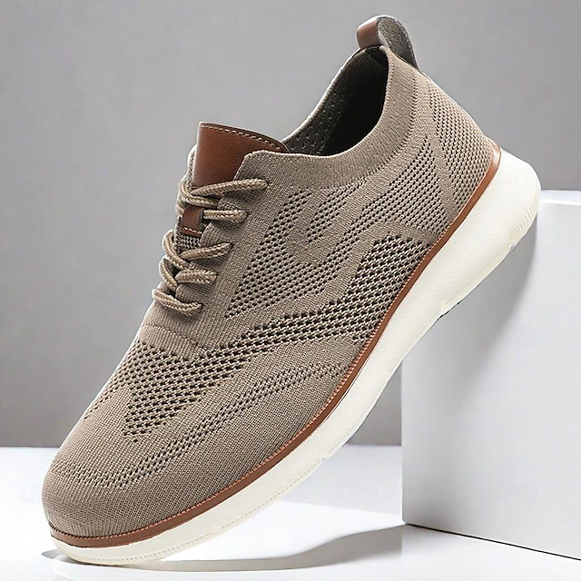 Men's Breathable Knit Sneakers - Lightweight Casual Walking Shoes with Lace-Up Design 10