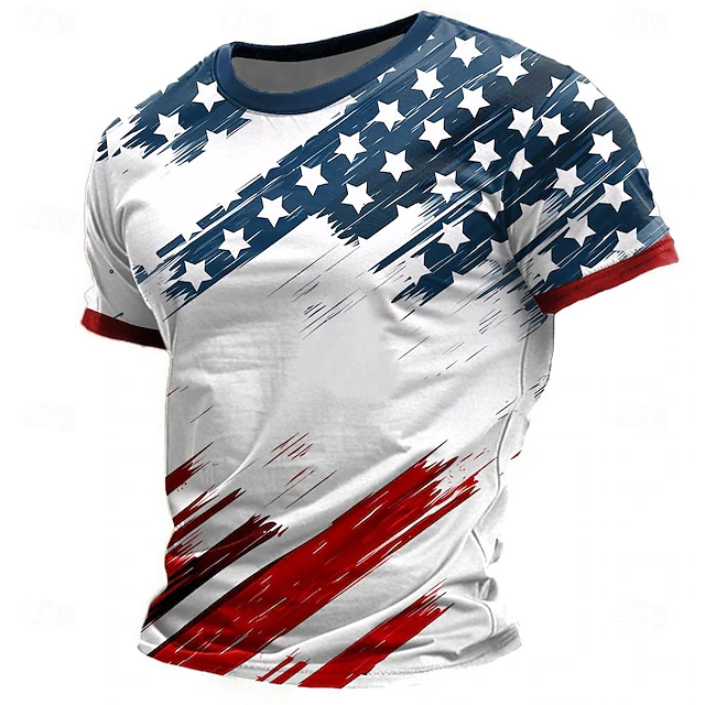 Veterans Day Men's Patriot Patriotic Veteran American Flag T shirt Short Sleeve T shirt 3D Print Crew Neck Shirt Street Style Party Birthday Street White Purple Summer Spring Clothing Apparel S M L 5
