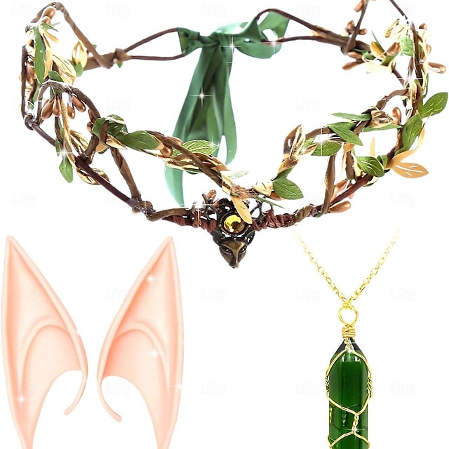  Floreale Medievale Rinascimento Copricapo Collana Orecchie Fiera del Ren Fata Elfico Per donna Fantasia Halloween Carnevale Mascherata Festa / Sera Adulti Altri Accessori