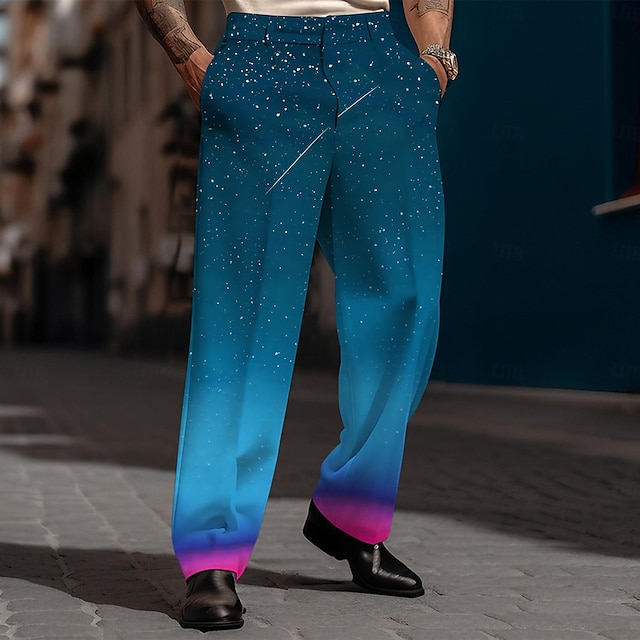  Homens Âmbar Social Cintura Média Business casual Casamento Dia a Dia Bolsos Calças de perna reta Verão Primavera Outono Preto Azul Azul Escuro