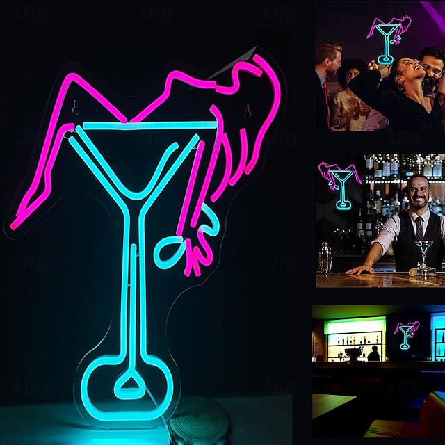  Oktoberfest Cocktail USB Neon LED Sign Light, Luminous Styling Neon Light Beer Bar Club Acrylic Neon Light for Hotel Bar Cafe Birthday Party Teen Room Wall Decoration Light Sign 1PC