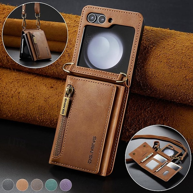  telefono Custodia Per Samsung Galaxy Z Flip 7 Z Flip 5 Z Flip 4 Z Flip 3 Copertura Posteriore con Supporto Magnetico Cerniera Retrò TPU PC Pelle PU