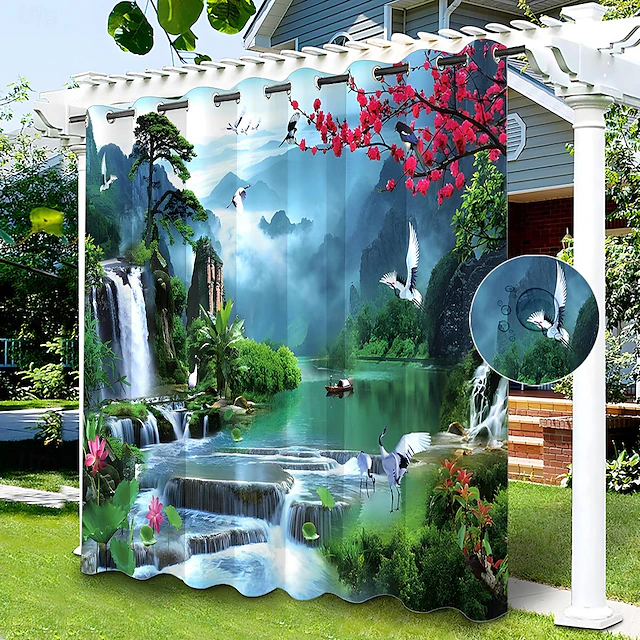 Waterproof Outdoor Curtain Privacy, Sliding Patio Curtain Drapes ...