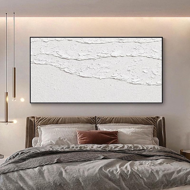  weiße Wellen abstrakte Malerei handgemachte weiße Wand Kunst horizontale Malerei Kunst weiß strukturierte Welle Malerei Wand Kunst weiß Leinwand Ölgemälde Wand Kunst weiß abstrakte Ozean Wand Kunst