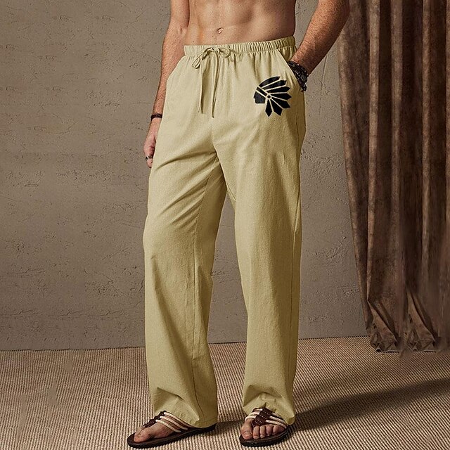  Per uomo Pantaloni estivi Vita elastica Pop art Comfort Lunghezza intera Esterno Abbigliamento di strada Festività Hawaiano Nero Bianco Media elasticità