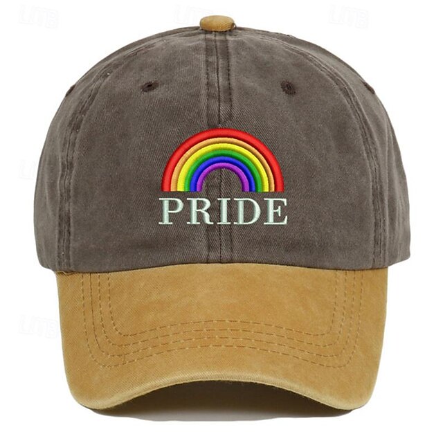 Men's Baseball Cap Sun Hat Trucker Hat Black Red 100% Cotton Embroidered Fashion Casual Street Daily Color Block Rainbow Adjustable Sunscreen Breathable 5