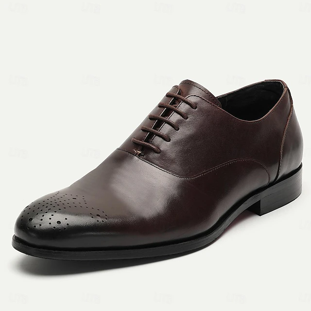 Men's Premium Cowhide Leather Oxford Shoes - Classic Lace-Up Dress Shoes for Formal Events 7