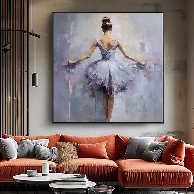  pintura a óleo artesanal lona arte de parede decoração moderna figura bailarina menina para casa decoração de estúdio de dança rolou pintura sem moldura não esticada