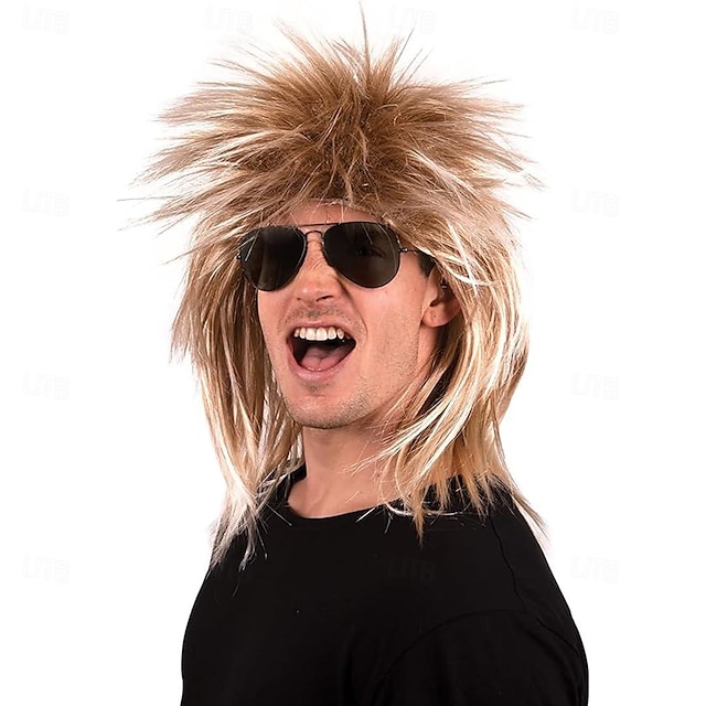  pánská paruka rockstar z 80. let 80. léta kostýmový doplněk pro dospělé dlouhé špičaté paruky pro muže a ženy karnevalová rocker cosplay paruka