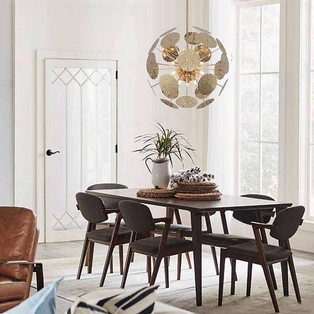  Lampes suspendues 8 lumières modernes en acier inoxydable circulaire 50 cm / 19,6 pouces chrome or base g9 réglable pôle globe luminaires suspendus adaptés aux restaurants cuisines îles foyers fermes
