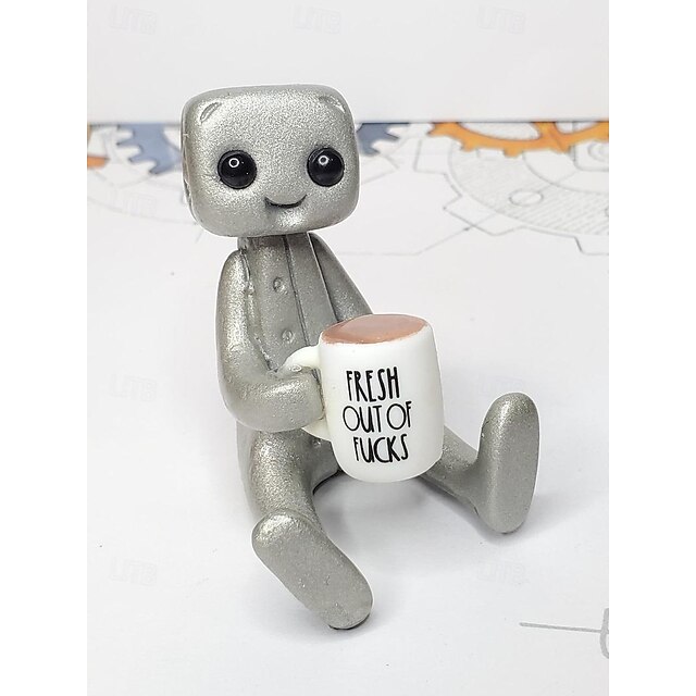„Your Anxiety Is A Lying H*e“ Roboter-Figur – Niedliche Harz-Statue Für Den Schreibtisch, Motivierend & Witzig