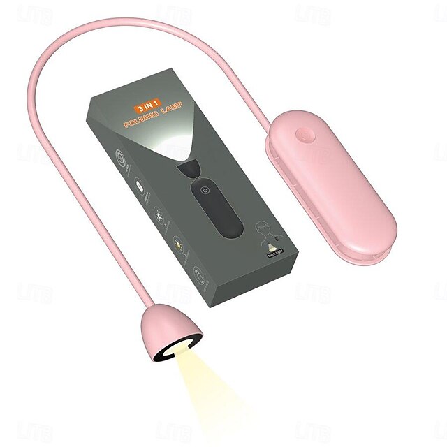  Lampe tour de cou Lampe de lecture pliante 3 en 1, lampe de lecture de bureau rechargeable par USB, 3 couleurs et 3 niveaux de luminosité réglables, convient pour les voyages, le tricot