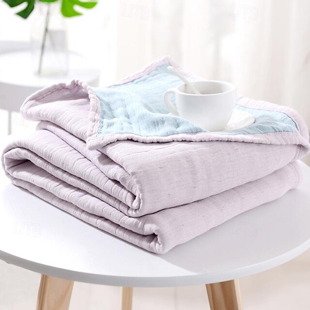  Serviette d'été en gaze de coton, couverture de sieste simple en coton