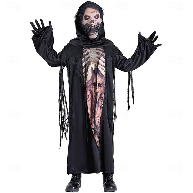  Spøgelse Manden med leen Halloween Cosplay kostume Festkostume Maskerade Dragter Skræmmende kostume Børne Drenge Pige Karneval Maskerade Mardi Gras Ydeevne Fest Halloween Nemme Halloween kostumer