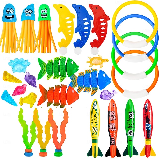  Jouets de piscine de plongée pour enfants âgés de 4 à 12 ans, 28 pièces, jouets de piscine sous-marine pour enfants, jouets aquatiques pour cadeaux de fête à la piscine, jouets de plongée d'été