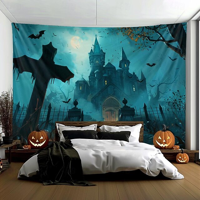 Halloween Decorations Graveyard Hanging Tapestry Wall Art Large Tapestry Mural Decor Photograph Backdrop Blanket Curtain Home Bedroom Living Room 21