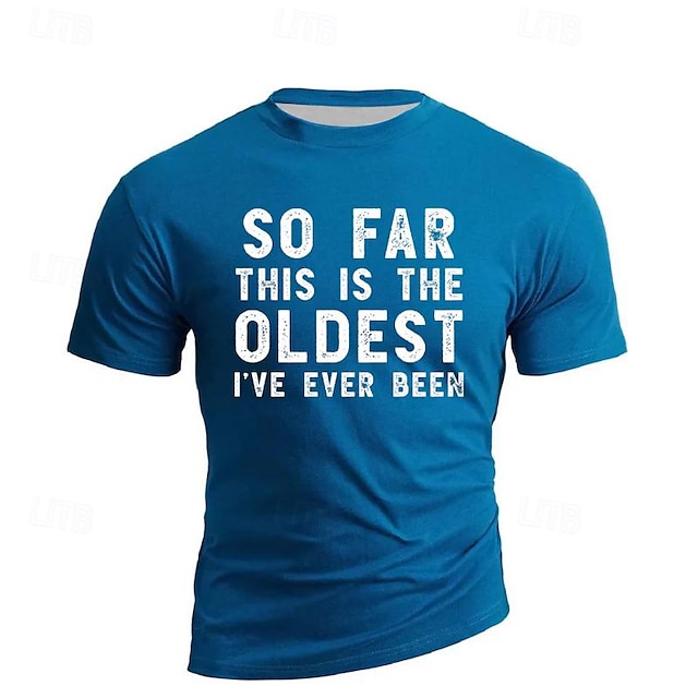  Herre Morsom T skjorte Kortermet T skjorte 3D-utskrift Crew-hals Skjorte Årgang Kul Fest Ferie Blå Sommer Vår Klær S M L XL XXL XXXL