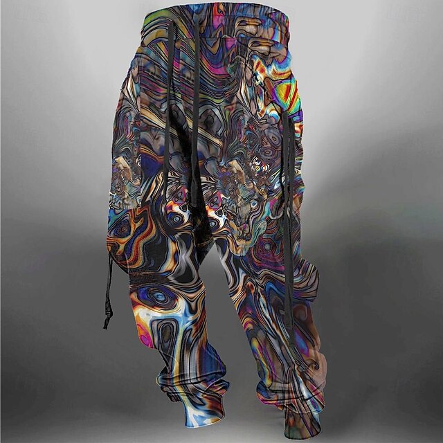 Men's Graphic Sweatpants Joggers Pants Trousers Mid Waist Drawstring Elastic Waist Casual Dark Outdoor Street Dailywear Pocket Spring Fall Winter 3D Print Black4