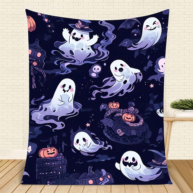  Halloween Decorative Multi-functional Flannel Blanket Soft and Cozy Festive Throw Perfect for Adding Spooky Charm to Your Home Decor Ideal for Couch, Bed, or Outdoor Use