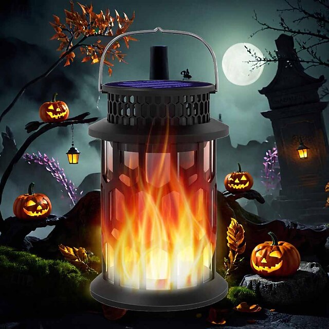 Solar Lanterns Outdoor Waterproof Flickering Flame LED Hanging Lanterns Decorative Outdoor Solar Lights for Garden Patio Pathway Yard Halloween Indoor Outdoor Decorations 1pc 9