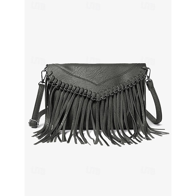  borsa a tracolla da donna con frange marroni e tracolla regolabile per uno stile boho chic