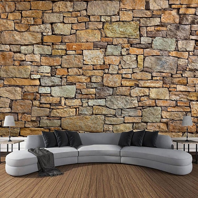 Vintage Wall Bricks Wall Tapestry Art Decor Blanket Curtain Picnic Tablecloth Hanging Home Bedroom Living Room Dorm Decoration Architecture Vintage Rustic Rock Masonry 20