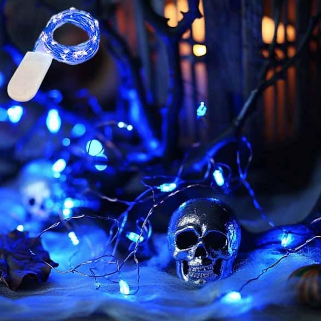  1 m Fili luminosi 10 LED 10 pezzi 1 pc Blu Natale Capodanno Impermeabile Feste Decorativo Batterie alimentate