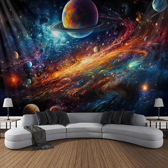  univers planet landskap hengende billedvev veggkunst stor billedvev veggmaleri dekor fotografi bakteppe teppe gardin hjem soverom stue dekorasjon