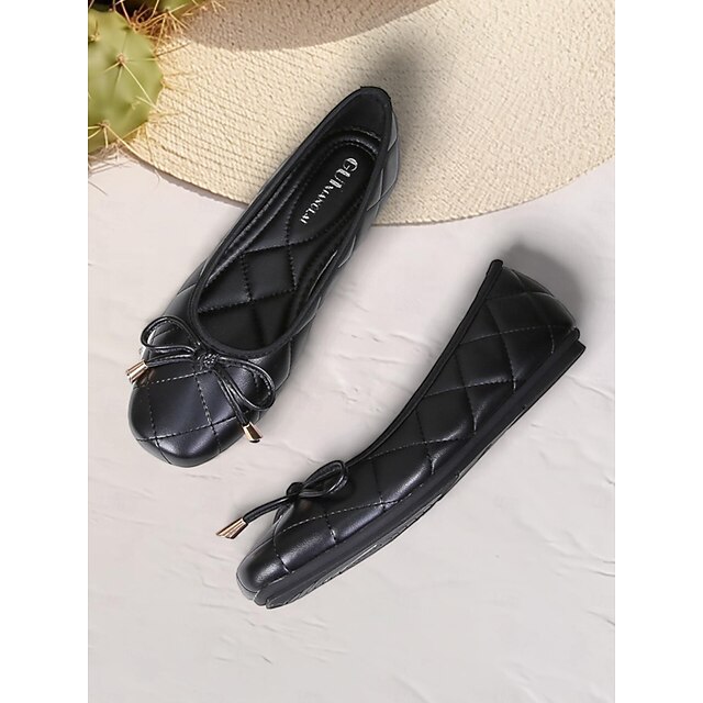  cremefarbene gesteppte Ballerinas für Damen mit Schleifendetail für elegante und lässige Anlässe