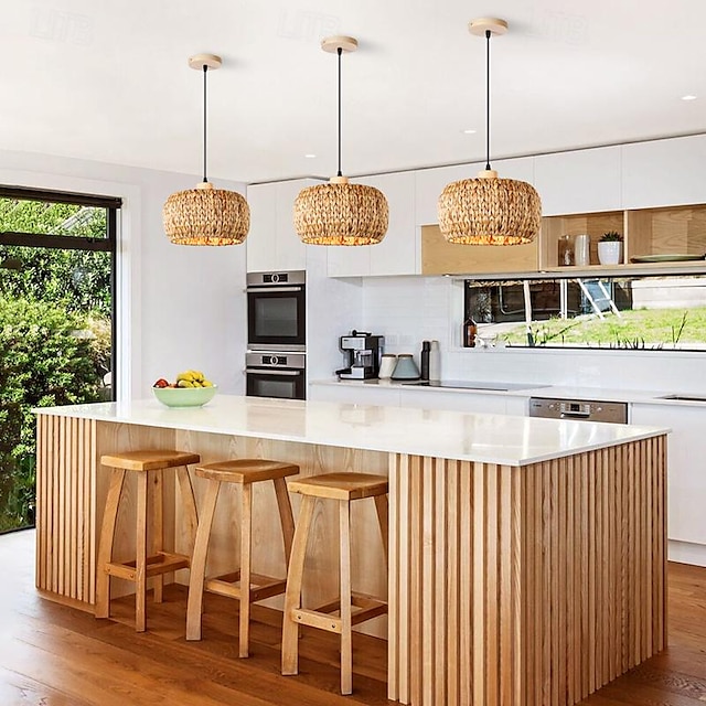  lampadario a sospensione a led in rattan lanterna design lampadario retrò lampadario da 30 cm l'illuminazione a soffitto è applicabile a soggiorno camera da letto ristorante bar caffetteria ristorante