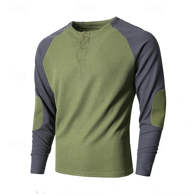 Men's Sweatshirt Army Green Khaki Light Grey Dark Gray Crew Neck Color Block Patchwork Ribbed Textured Sports & Outdoor Daily Holiday Polyester Streetwear Basic Casual Spring & Fall Clothing Apparel 17