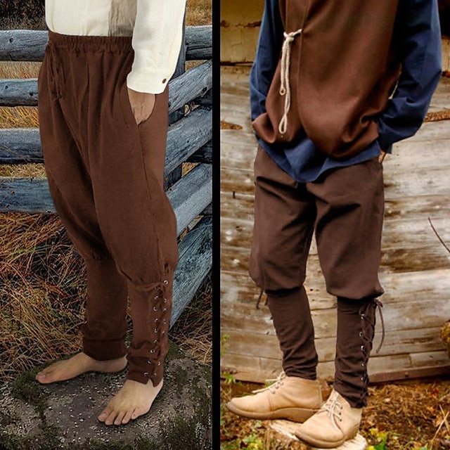  Retro Středověké Renesanční Pirátské kalhoty Ren Faire Keltský rytíř Ranger Pevná barva Pánské Pirát Fantazie předvečer Všech svatých Karneval Plesová maškaráda Výkon LARP Ren Faire Dospělé Kalhoty