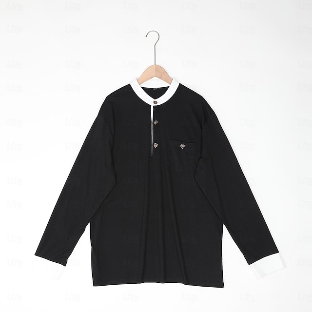 Exposed Seam Color Block Striped Patchwork Loose Henley Sweatshirt