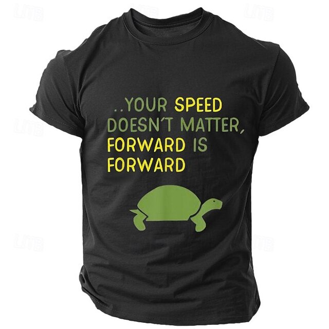 Men's Motivational Turtle Graphic T-Shirt: "Your Speed Doesn't Matter, Forward Is Forward" Inspirational Quote Tee, Olive Green Short Sleeve 6