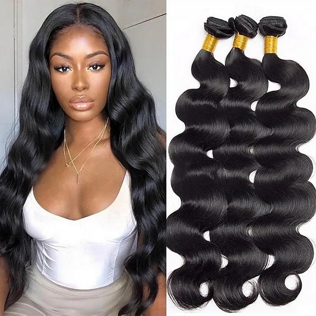  fasci di tessuto brasiliano dei capelli onda del corpo 3 pacchi fasci di capelli umani vergini remy estensioni dei capelli grezzi tissage