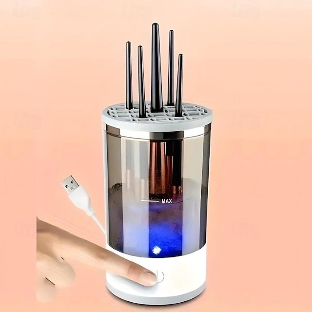  Nettoyeur de pinceaux de maquillage électrique Machine de nettoyage de pinceaux de maquillage Nettoyeur de pinceaux de maquillage Convient à toutes les tailles de pinceaux de maquillage
