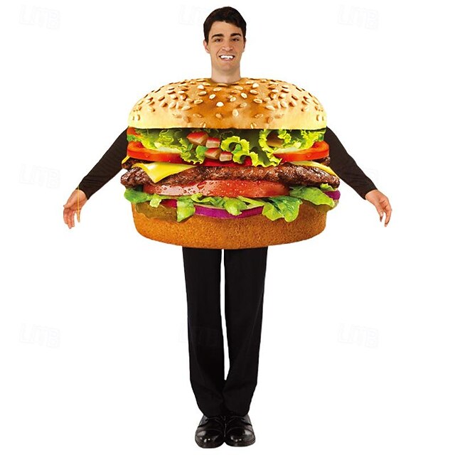 Hamburger Halloween Cosplay Costume Funny Costumes Carnival Costume Cosplay Adults' Men's Women's Carnival Masquerade Mardi Gras Performance Party Halloween Easy Halloween Costumes Dress Up4