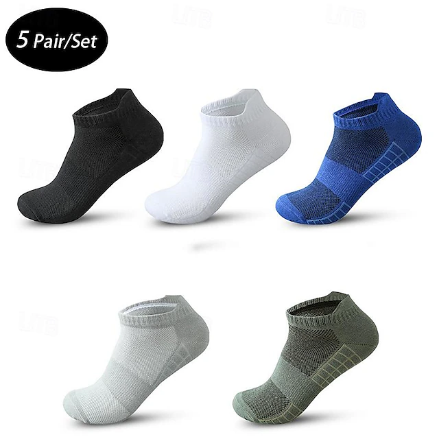 Men's 5 Pairs Multi Packs Socks Running Socks Casual Socks Black White Color Plaid Color Block Sports & Outdoor Daily Vacation Basic Thin Summer Spring Fashion Casual 12