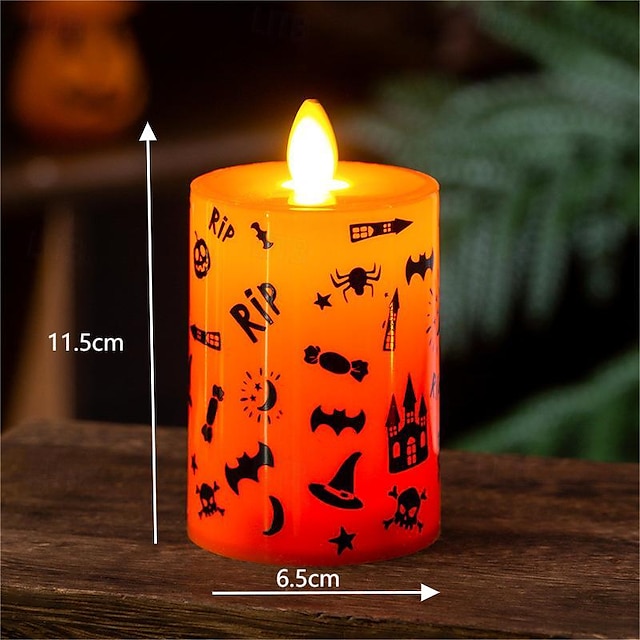  1 bucată lumânări fără flacără de Halloween luminează autocolante înfricoșătoare cu păianjen dovleac, lumânări LED rezistente la apă pentru interior și exterior, funcționează cu baterie pentru toamnă,
