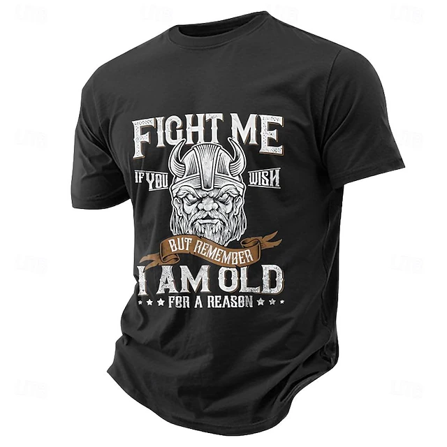 Men's Old Man Letter Print T shirt Tee Top Short Sleeve T shirt Crew Neck Shirt Sports Classic Casual Street Sports Outdoor Black Army Green Dark Blue Summer Spring Clothing Apparel S M L XL XXL 6