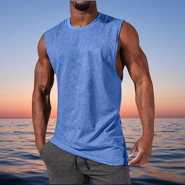 Men's Tank Top Vest Undershirt Sleeveless Shirt Sleeveless Crew Neck Summer Plain Fashion Classic Comfortable Casual Sports Gym Black White Yellow Top Tee for Men 15