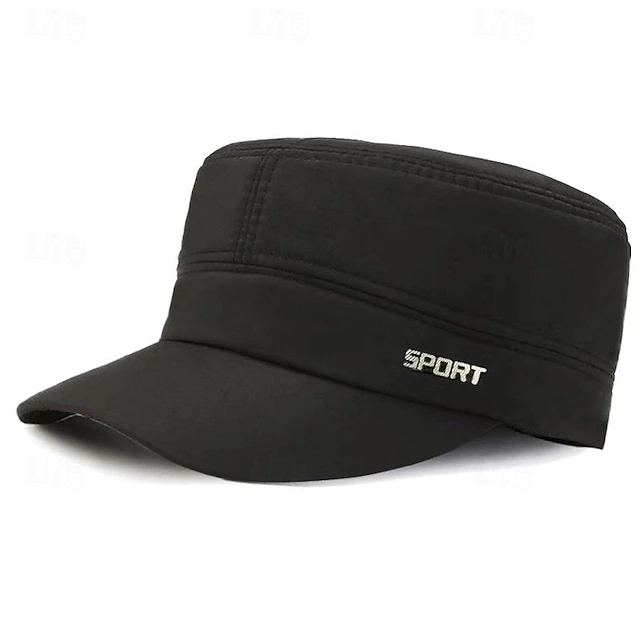 Men's Flat Cap Sun Hat Trucker Hat Black Navy Blue Polyester Fashion Casual Street Daily Letter Adjustable Sunscreen Breathable 10