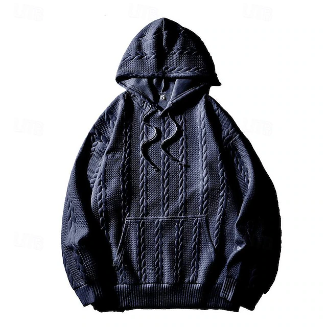 Men's Hoodie Black White Navy Blue Khaki Light Grey Hooded Plain Pocket Sports & Outdoor Daily Holiday Streetwear Basic Casual Spring & Fall Clothing Apparel Hoodies Sweatshirts 15