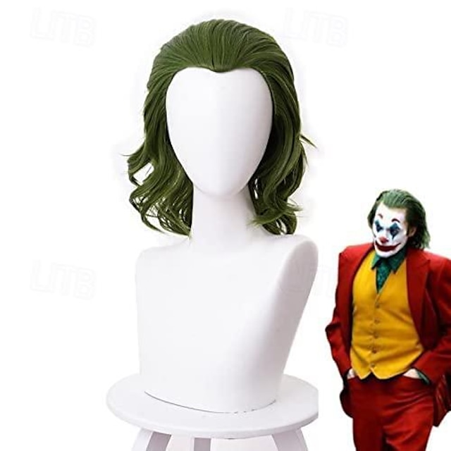  Clown Wig Mersi Green Wigs For Joker Cosplay  Wig Mens Boys Short Wavy Hair Wig For Party
