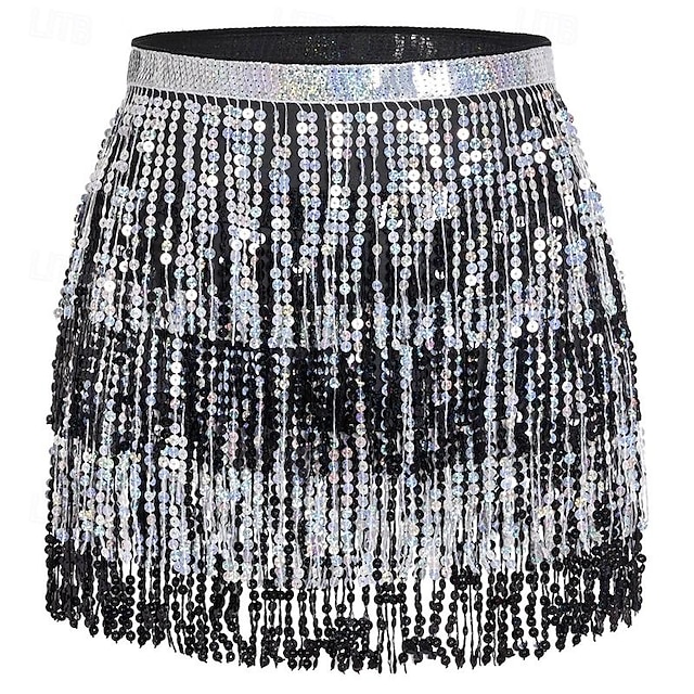  magedans hip skjerf paljett dusk skjørt wrap glitrende kostyme for kvinner