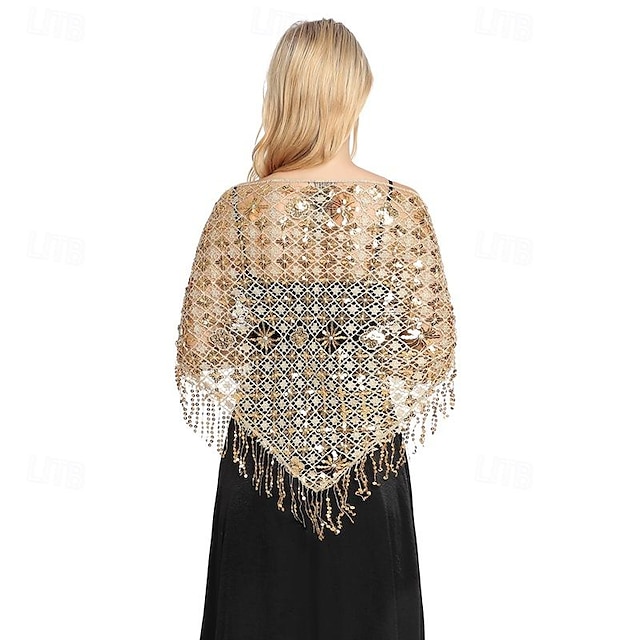  Châle triangle à paillettes pour femmes, enveloppe à franges, cape de soirée, châle de mariée, écharpe pour robes de soirée, fête