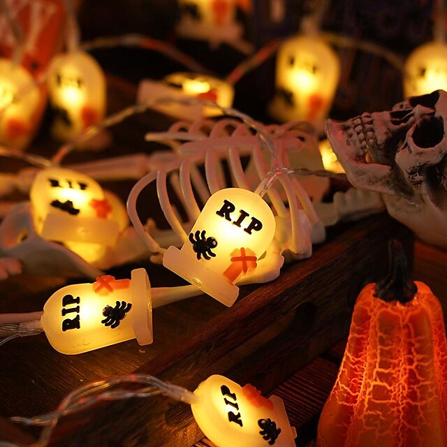 ハロウィン ライトアップ カボチャ ライト付き ゴースト バット ストリング ライト ジャック オ ランタン 電池式 1.5m 10LED ゴースト フェスティバル 家庭用 屋外 デコレーション ライトアップ